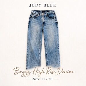 Judy Blue Baggy Straight Jeans Size 11/30 High Rise Vintage Wash Relaxed Denim